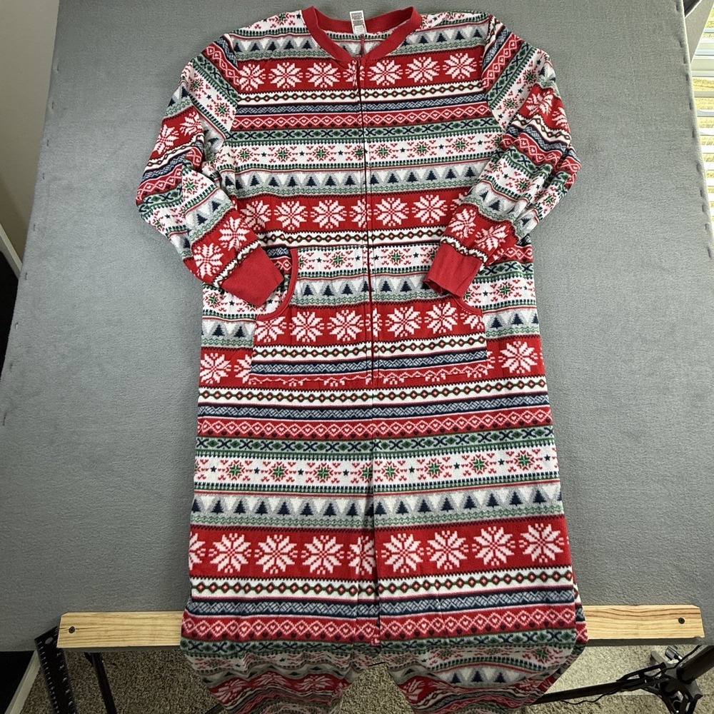 Christmas Adult One-Pc. Pajama w/ Full Zip Fleece Size XL